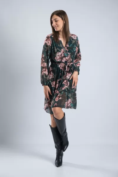 Φόρεμα Fiori Dusty Pink-Κυπαρισσί