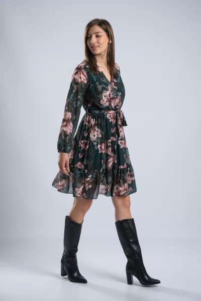 Φόρεμα Fiori Dusty Pink-Κυπαρισσί