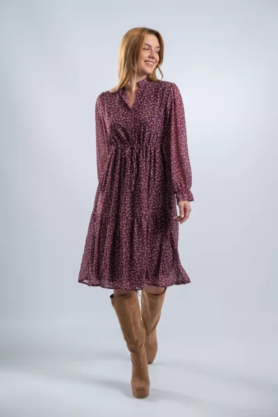 Φόρεμα Fleurs Κουμπιά Boysenberry