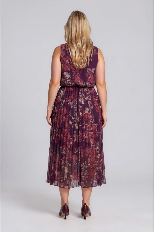 Dress Floral Sleeveless Pleated 