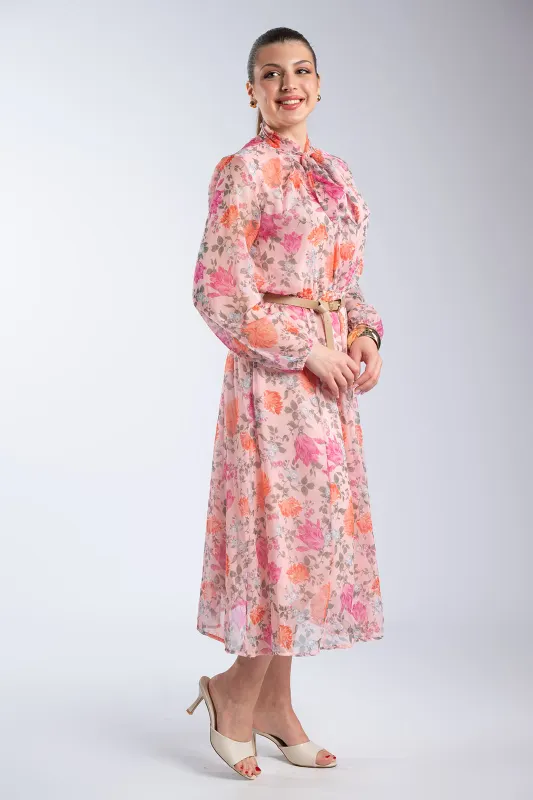 Φόρεμα Floral Δέσιμο Λαιμός Ζώνη