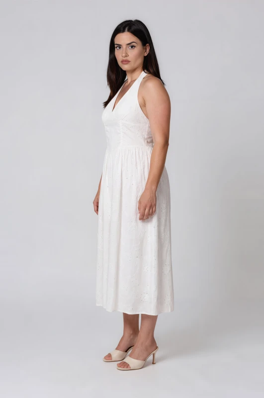 Φόρεμα Halter Κιπούρ Midi
