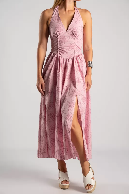 Φόρεμα Halter Κιπούρ Midi