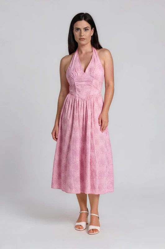 Φόρεμα Halter Κιπούρ Midi