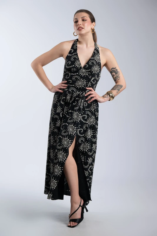 Φόρεμα Halter Κιπούρ Midi