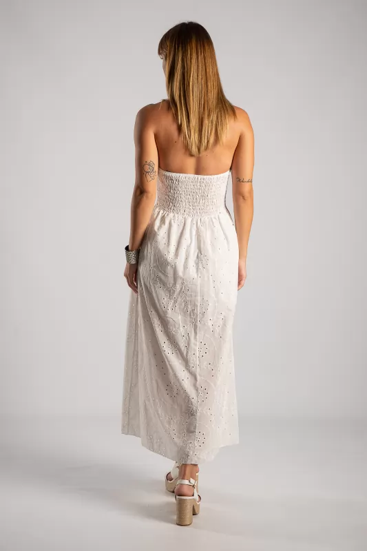 Φόρεμα Halter Κιπούρ Midi