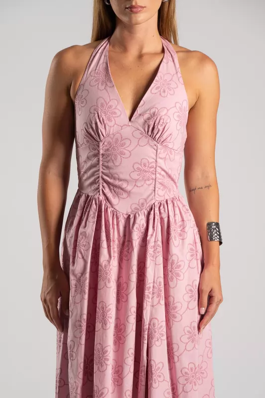 Φόρεμα Halter Κιπούρ Midi