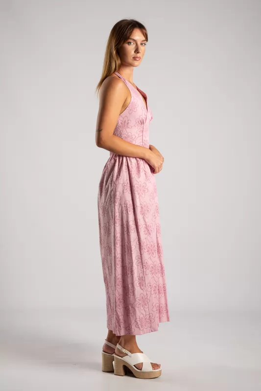 Φόρεμα Halter Κιπούρ Midi