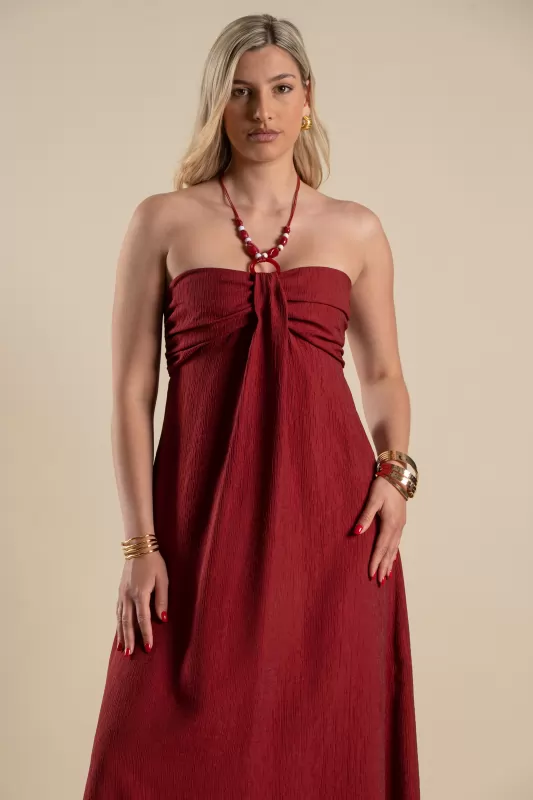 Φόρεμα Halter Κρίκος Maxi