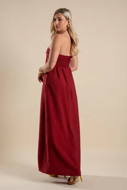 Φόρεμα Halter Κρίκος Maxi