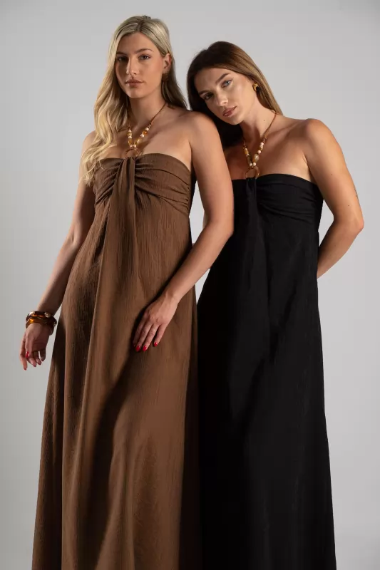 Φόρεμα Halter Κρίκος Maxi