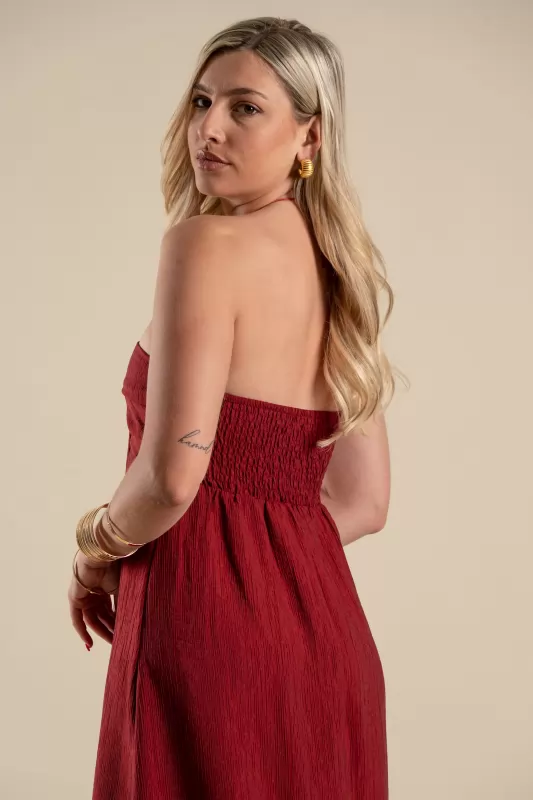 Φόρεμα Halter Κρίκος Maxi