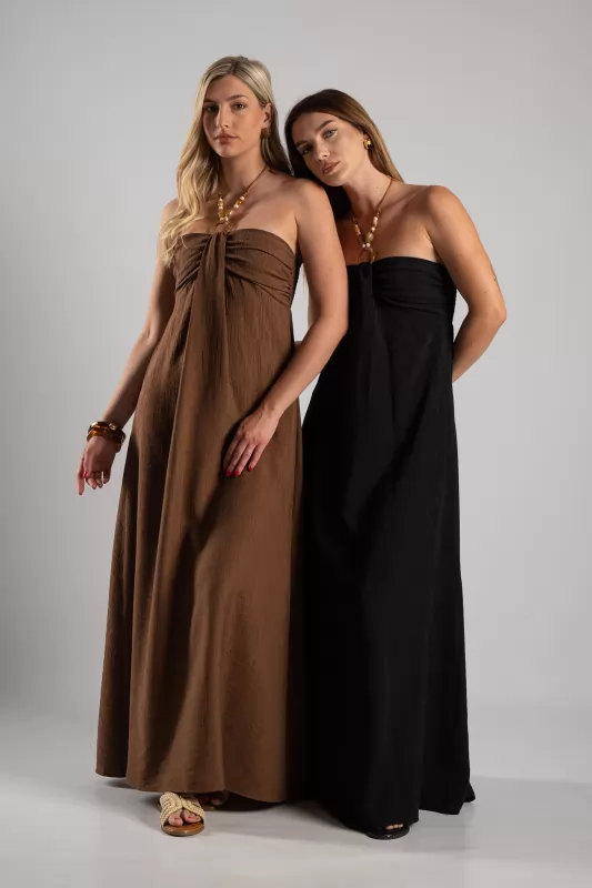 Φόρεμα Halter Κρίκος Maxi