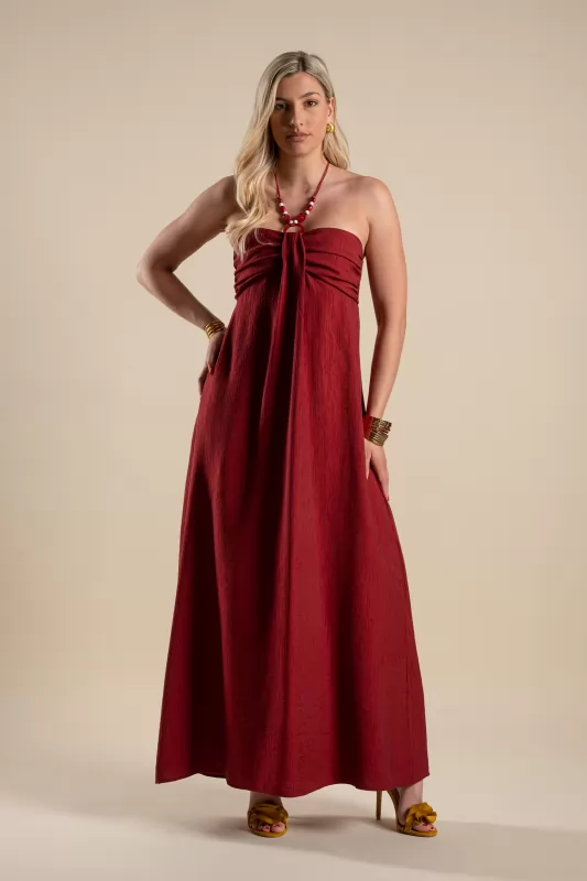 Φόρεμα Halter Κρίκος Maxi
