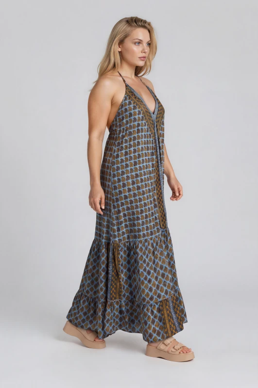 Dress Halter Neck Leaves