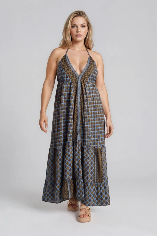 Dress Halter Neck Leaves