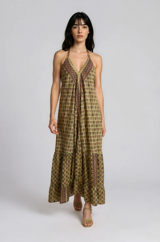 Dress Halter Neck Leaves