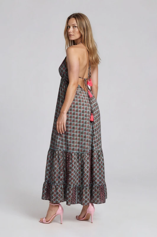Dress Halter Neck Leaves