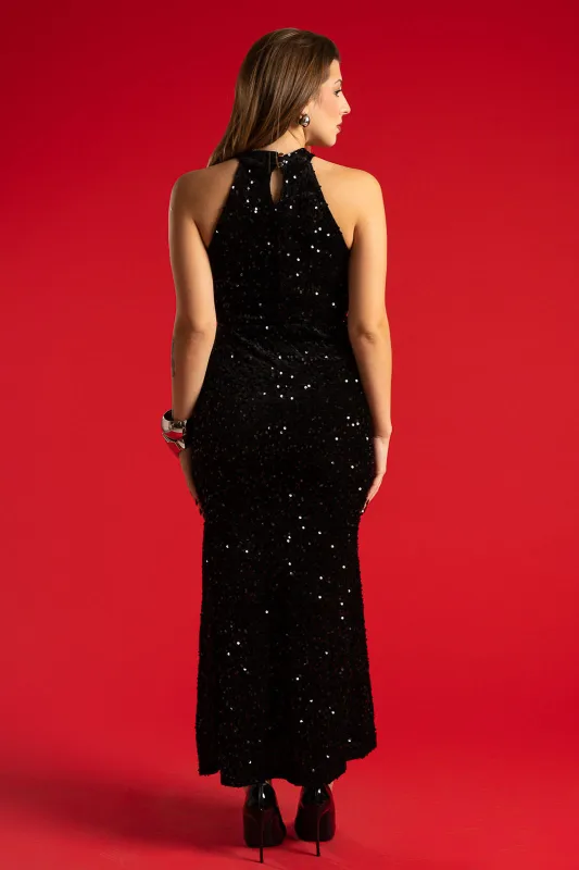Dress Halter Neckline Sequin