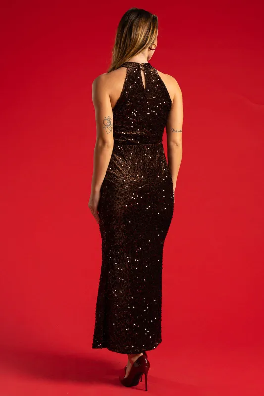 Dress Halter Neckline Sequin