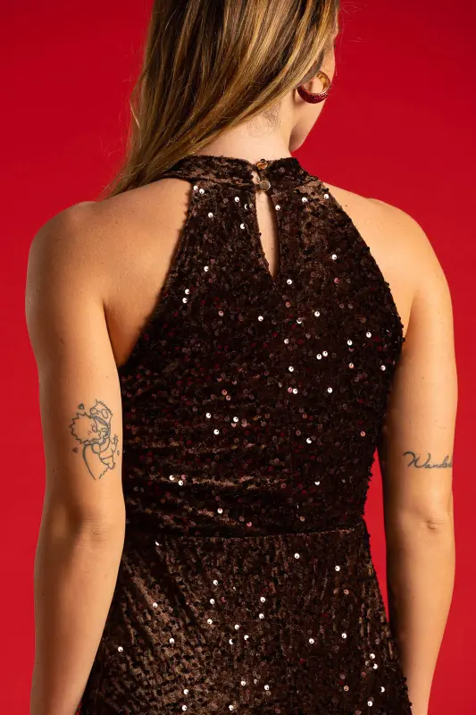 Dress Halter Neckline Sequin