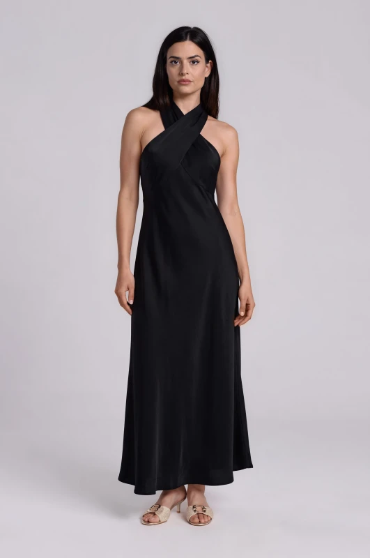 Dress Halter Neck Satin 