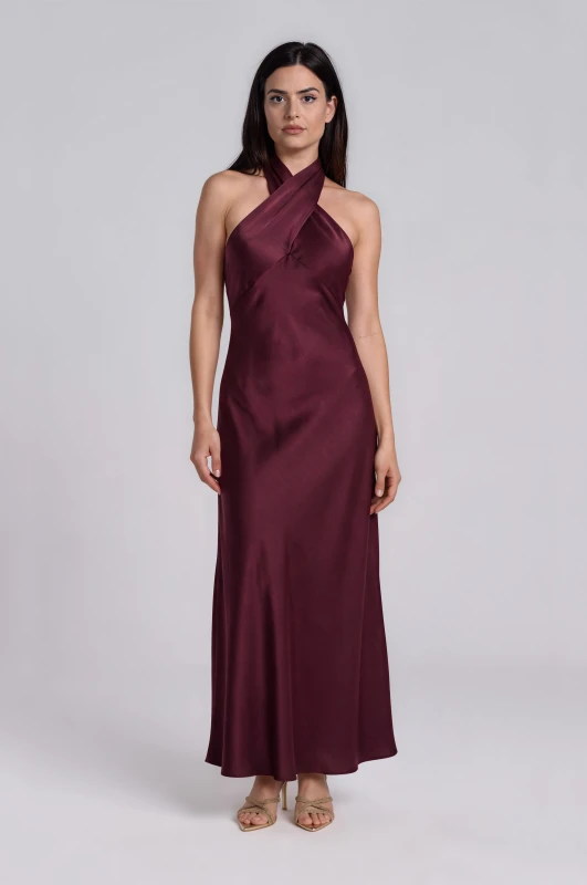 Dress Halter Neck Satin 