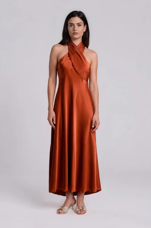 Dress Halter Neck Satin 