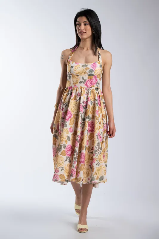 Φόρεμα Halter Λαιμός Floral Pattern