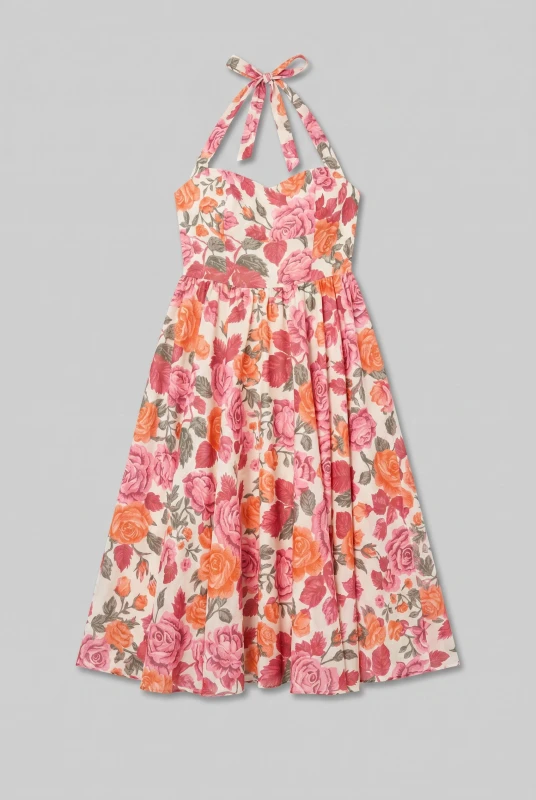 Dress Halter Neck Floral Pattern