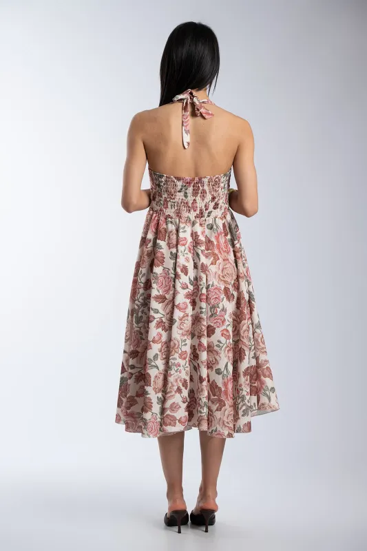 Φόρεμα Halter Λαιμός Floral Pattern