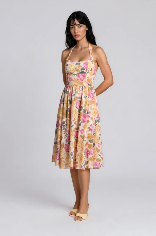 Φόρεμα Halter Λαιμός Floral Pattern