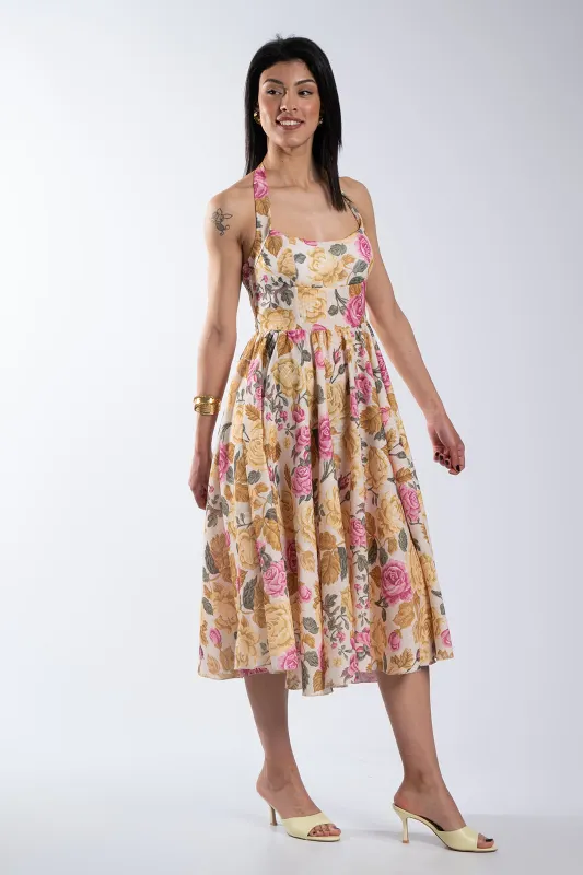 Φόρεμα Halter Λαιμός Floral Pattern