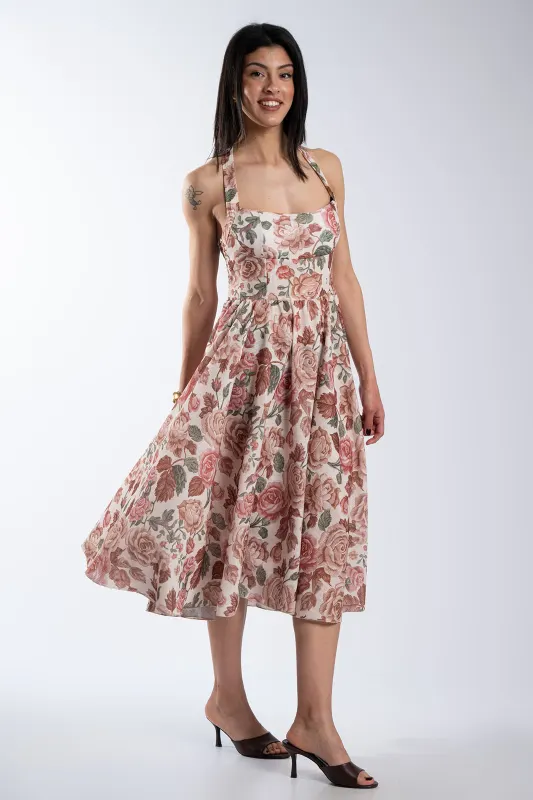 Φόρεμα Halter Λαιμός Floral Pattern