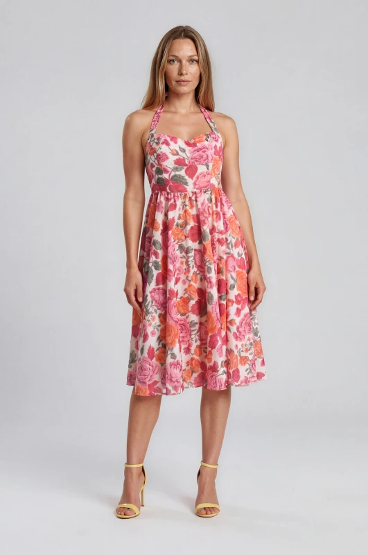 Dress Halter Neck Floral Pattern