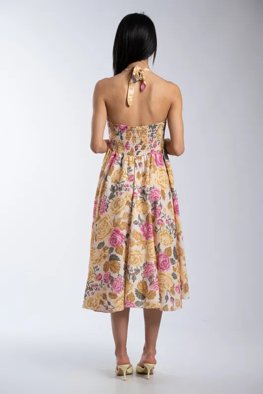 Φόρεμα Halter Λαιμός Floral Pattern