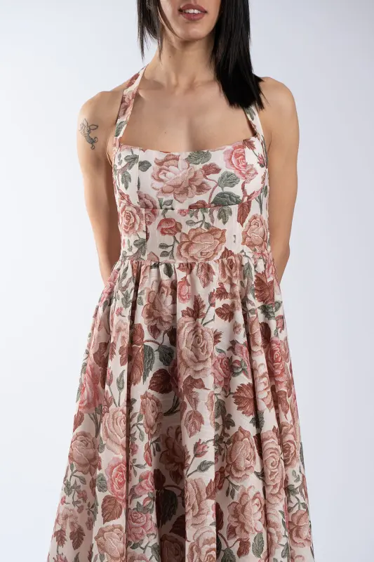Φόρεμα Halter Λαιμός Floral Pattern