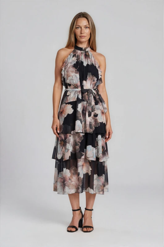 Halter Dress Layers Floral
