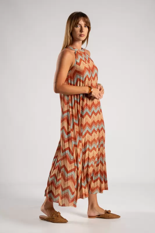 Φόρεμα Halter Lurex Αμάνικο