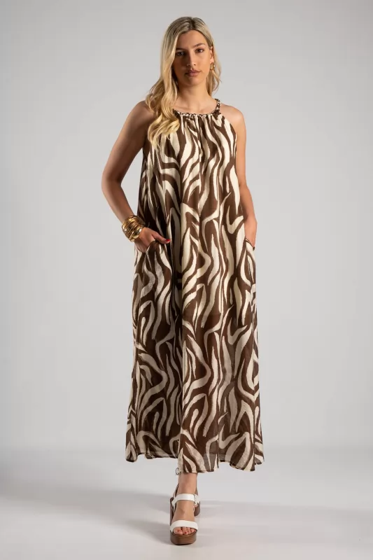 Φόρεμα Halter Maxi Waves