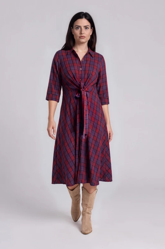 Dress Checkered With Belt
