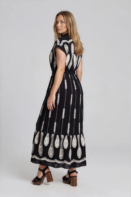 Dress Emboindered Design With Belt