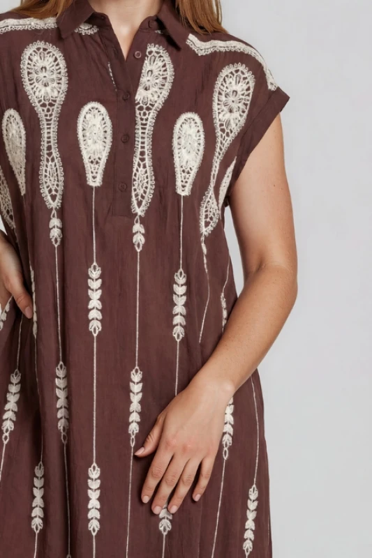 Dress Emboindered Design With Belt
