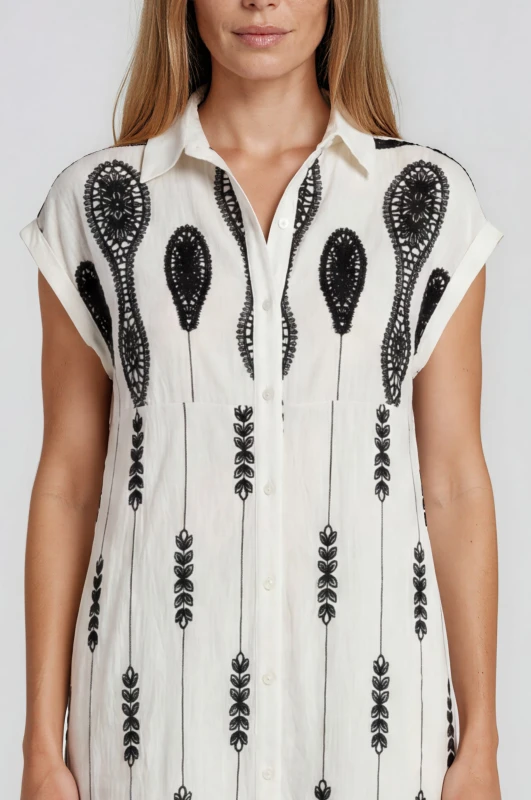 Dress Emboindered Design With Belt