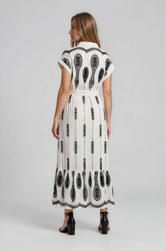 Dress Emboindered Design With Belt