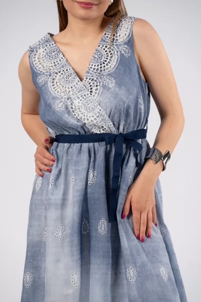 Φόρεμα Κιπούρ Tie Dye Μπλε