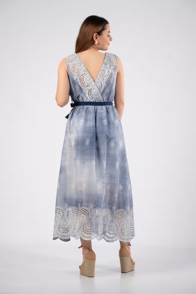 Φόρεμα Κιπούρ Tie Dye Μπλε