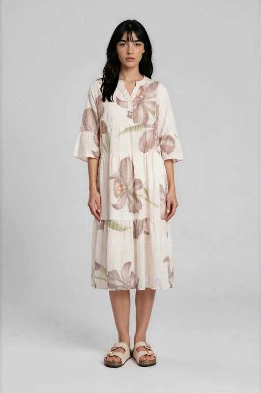 Floral Cotton Kipour Dress 