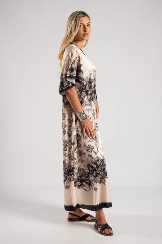 Dress Short Sleeved Embroidered Maxi 