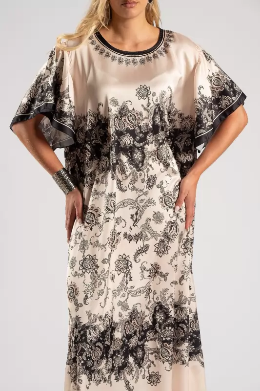 Dress Short Sleeved Embroidered Maxi 